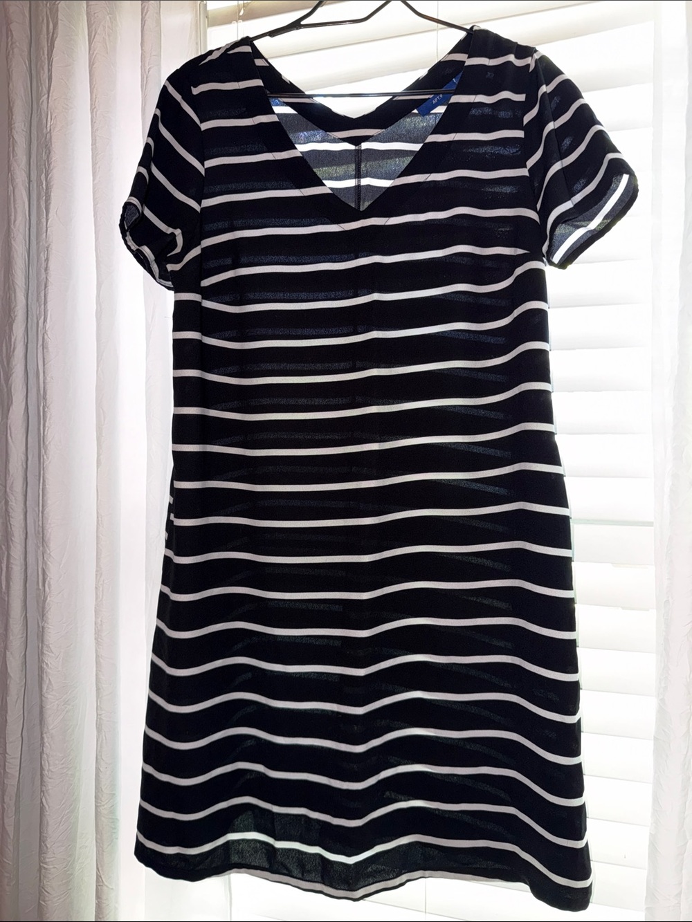 Apt. 9 Black and White Striped V-Neck Mini Dress